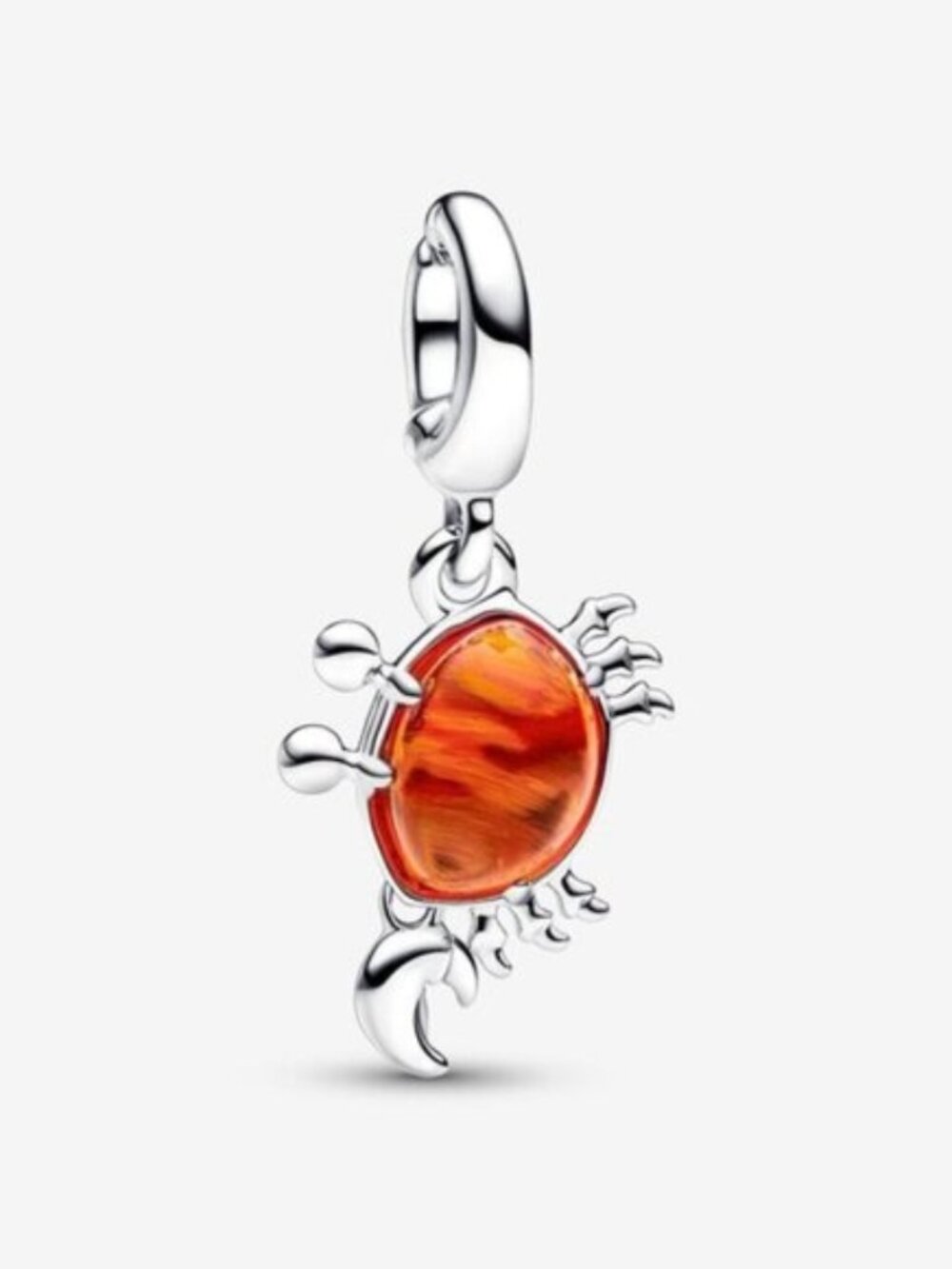 Pandora Silver Crab Charm with Orange Enamel